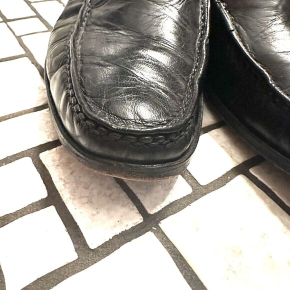 Vintage Crockett & Jones Black Leather with Emblem Mens Loafers Size UK 8 US 9 - Picture 12 of 16